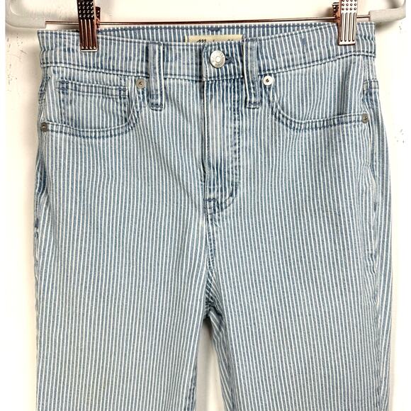 Madewell Striped High Rise Skinny Crop Stretch Jeans Preppy Coastal Classic 24 - Picture 6 of 11